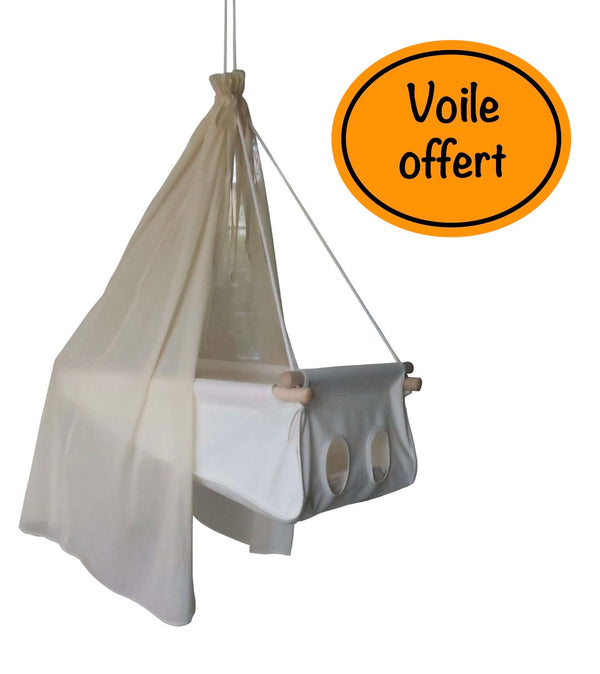 Hamac Blanc de Lait et son Voile de berceau offert !