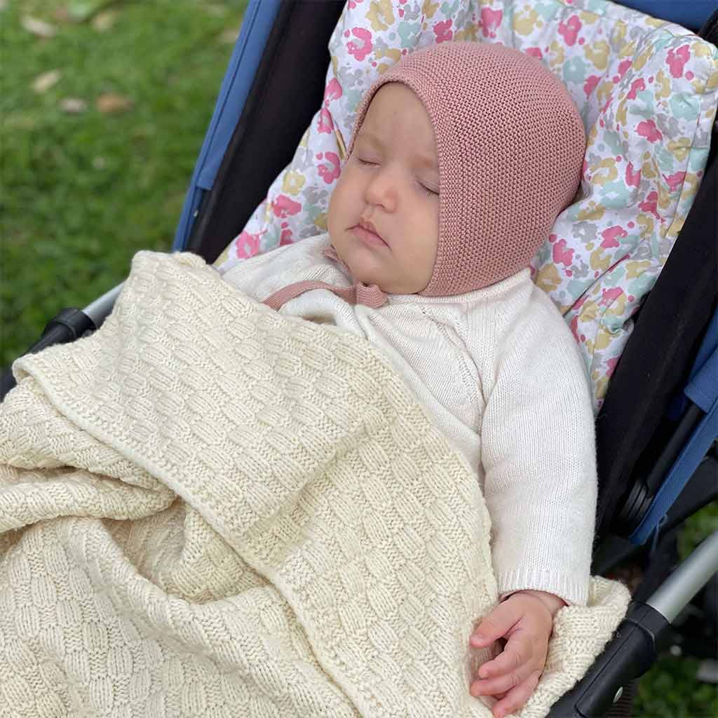Couverture cellulaire pour bébé en dentelle tricotée en laine mérinos douce  grise, couverture bébé neutre pour lété -  France